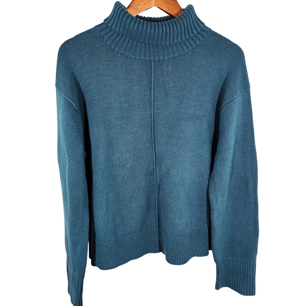 Nordstrom Teal 70% Cotton 30% Wool Cowl Neck Sweater Size Medium